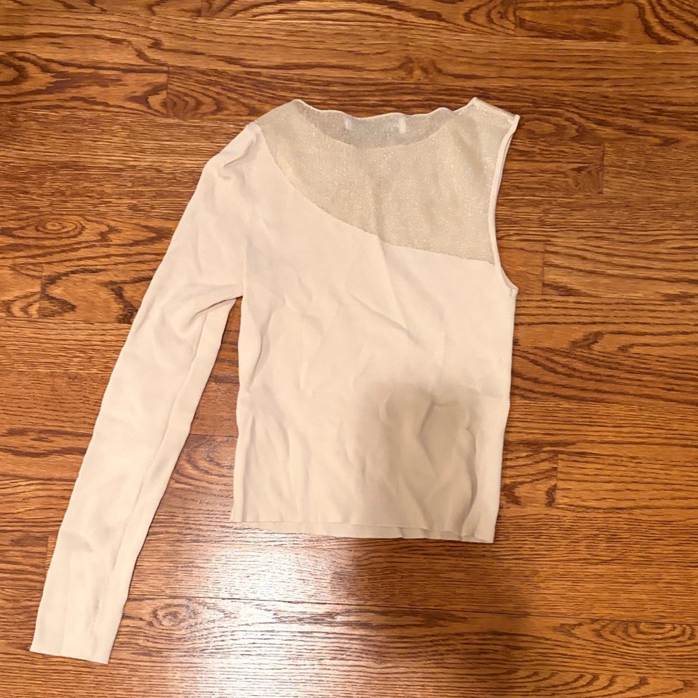 Zara Cream One Shoulder Women's Top